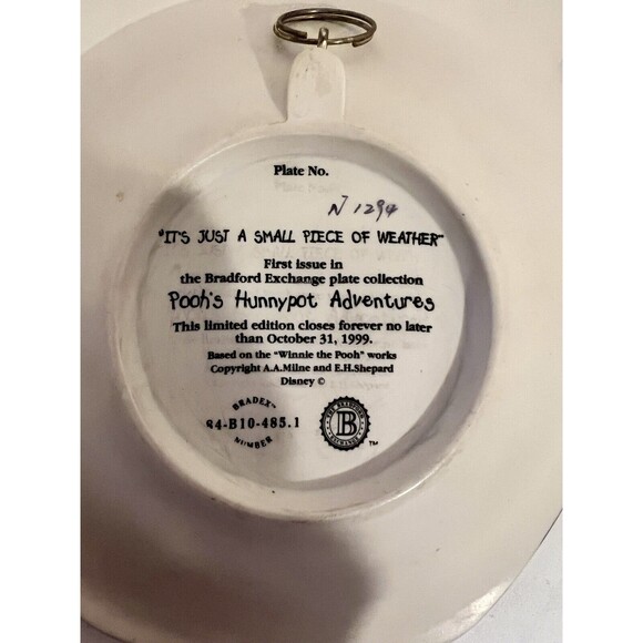 Bradford Exchange 3D Plate Winnie The Pooh It's Just A Small Piece of Weather - Picture 2 of 2